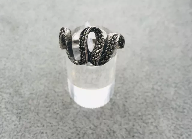 925 Bague en Argent, Marcasites, Gr. 55, en Bon État