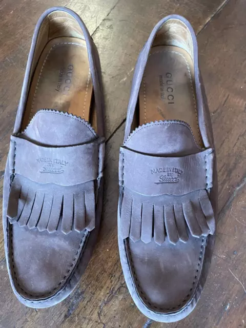 GUCCI MOCASSIN EN Daim Brun Taille 10 Royaume Uni EUR 209 00
