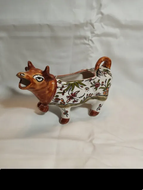 Vintage FILCER Portugal Hand Painted Cow Creamer Signed PERFECT CONDITION