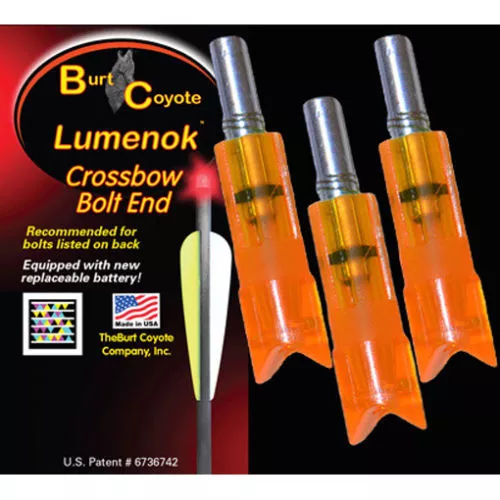 Burt Coyote Lumenok Lighted Crossbow Nock 3 Pack HD Orange Crescent Easton ECC3
