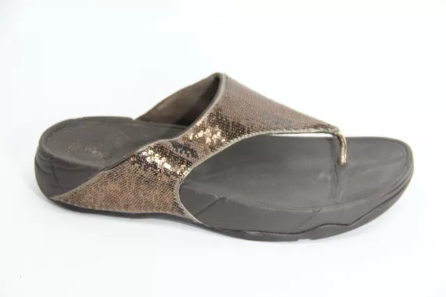 FitFlop Sandals sz 9 Women Platform Flip flop Sequins Toe Post Shoes brown