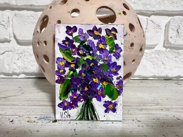 ACEO Flower Original Oil Painting Art Card Wildflowers Ukraine 100% Hand Painted 2