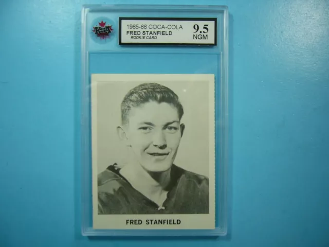 1965/66 Coca-Cola Nhl Hockey Card Fred Stanfield Rookie Rc Ksa 9.5 Ngm Coca Cola