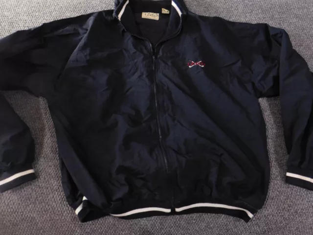 Vintage Izod Windbreaker Jacket Mens Large Black Full Zip Classic Golf