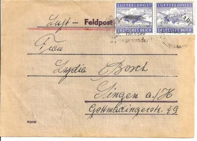 Luftfeldpost / Feldpost Brief 5.11.43 / Kriegsgefangen Bau Abt. / mit Inhalt