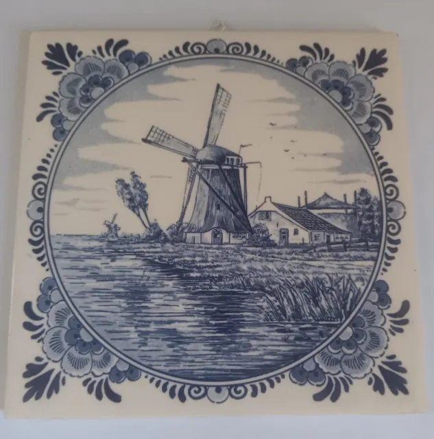 delft blue hand painted holland windmill Picture