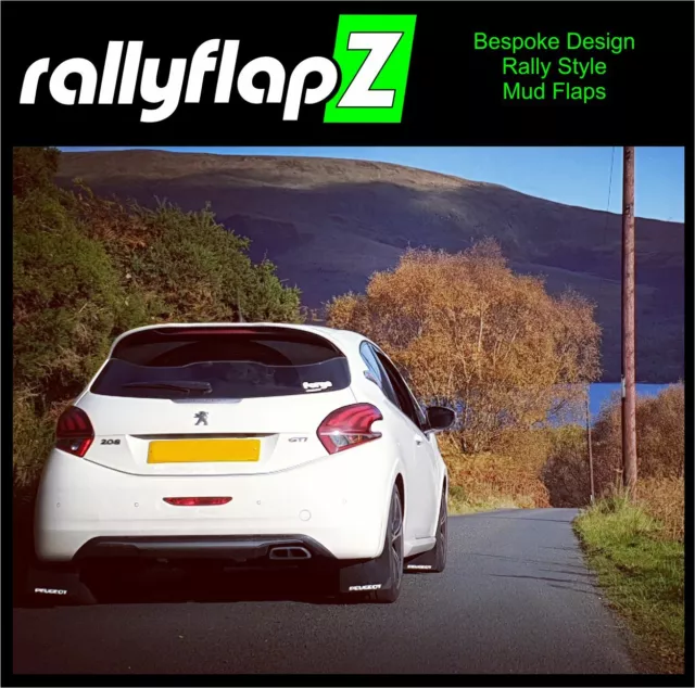 rallyflapZ | Mud Flaps & Fixings to fit Peugeot 208 GTi Black 4mm PVC *Gloss L-W