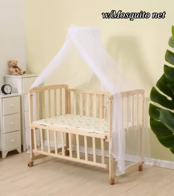 Wooden Baby Cot Bed with Mulit-fuction + Toddler Cot Converts to Chair UK