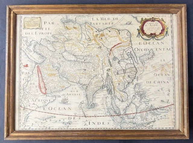 RARE ANTIQUE MAP XVII Asia Ancient Map of Asia 1646 Pierre Petit Van ...