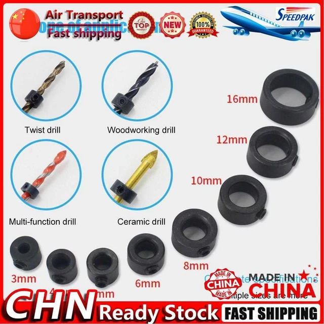 8pcs Universal Twist Drill Bit Depth Stop Collar with Hex Wrench Ring Positioner