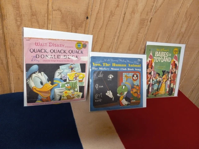 Walt Disneys Donald Duck 7" 78rpm 3 vinyl set vintage 1950s