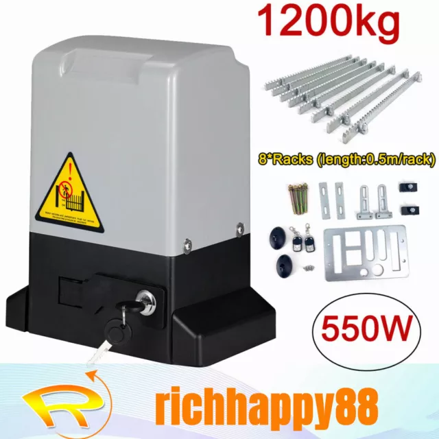 Electric Sliding Gate Opener Kit Automatic Motor Driveway Security 1200KG 550W