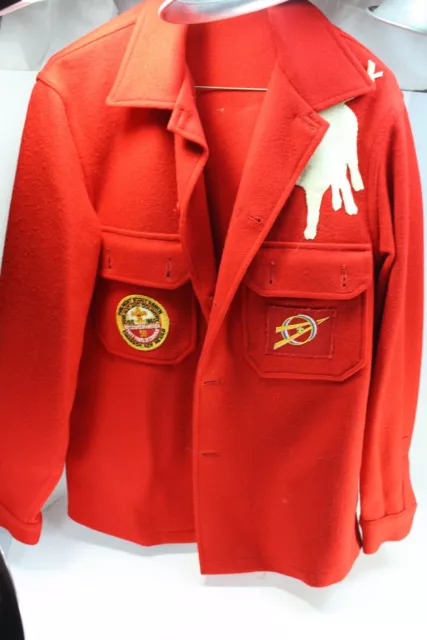 Vintage OFFICIAL JACKET Boy Scouts of America (BSA) Red Wool w/ Patches, 60s