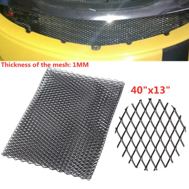 40"x13" Black Front Grille Mesh Net Sheet Aluminum Rhombic Auto Grill Universal