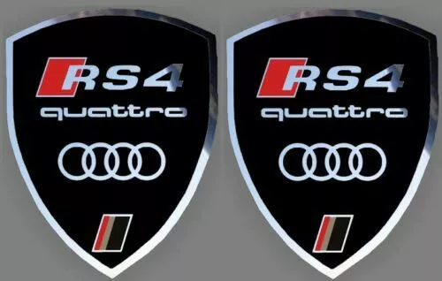 2 autocollants stickers noir chrome AUDI RS 4 (idéal ailes avant) RS4