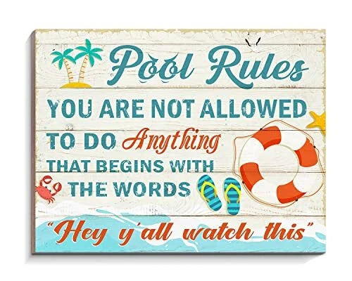 Decor Sign Decorations Outdoor, Perfect for Beach, Home, Bar 11 x 14 inch Pool