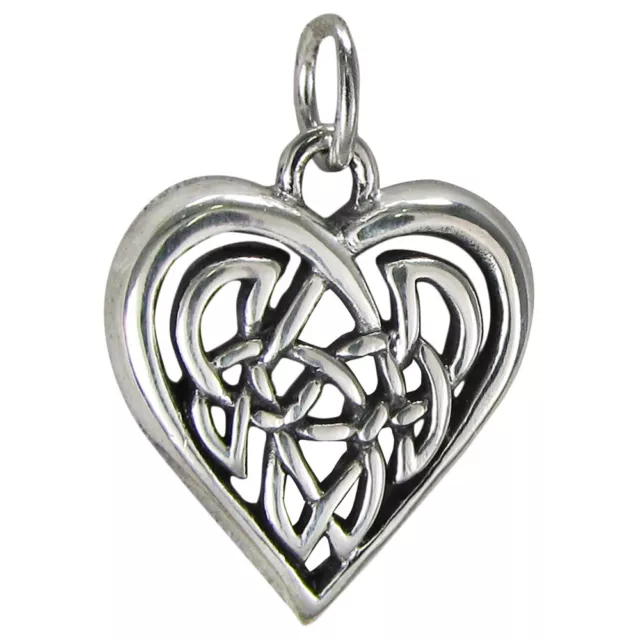 Sterling Silver Celtic Love Knot Heart Charm Pendant -  Irish Knotwork Jewelry