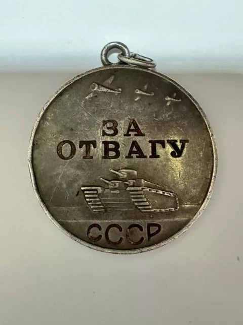 FOR BRAVERY COURAGE SILVER medal CCCP WWII Original Soviet Union Russian USSR