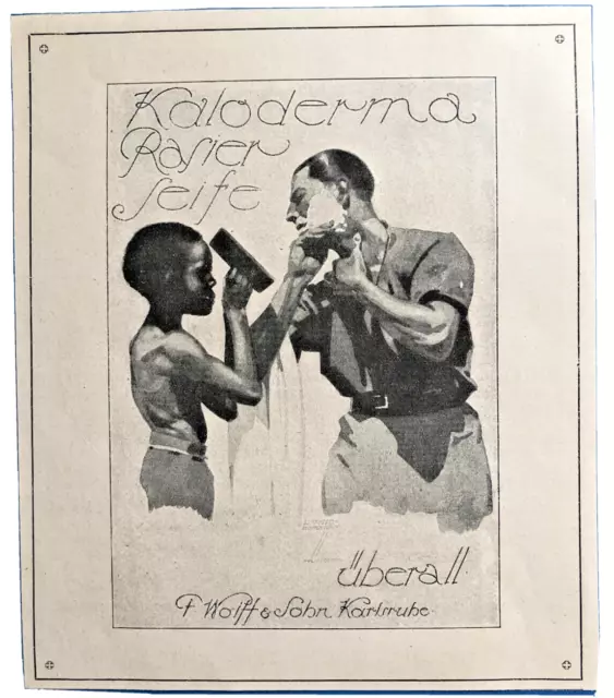 Rasierseife KALODERMA, historische Werbung v. 1925,  F. Wolff & Sohn Karlsruhe