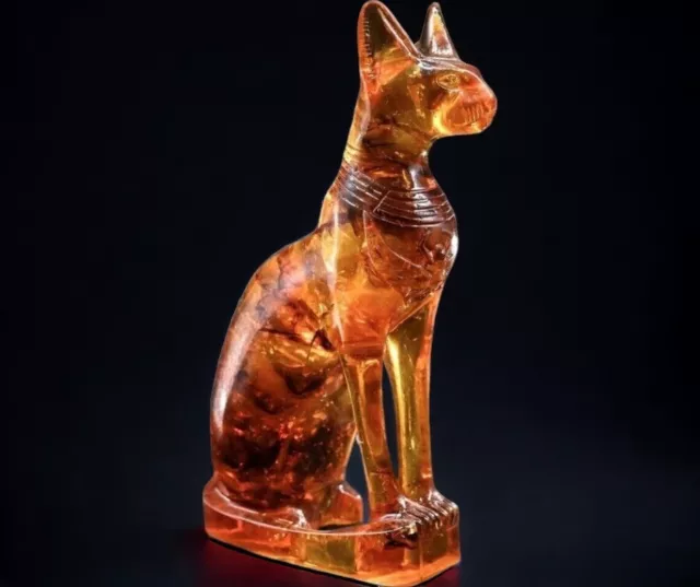 Cat Goddess Bastet Amber Statue | Rare Pharaonic Ancient Egyptian Antique BC