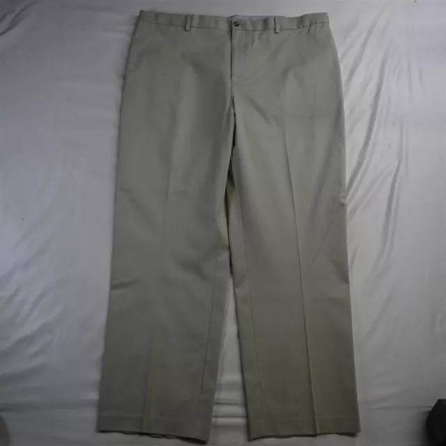 Savane 46 x 32 Khaki Flat Front Comfort Stretch Waist Men's Chino Pants