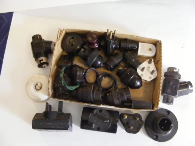 vintage lot of bakelite switches, plugs etc bijou, bg, ashley, agro, goltone, cl