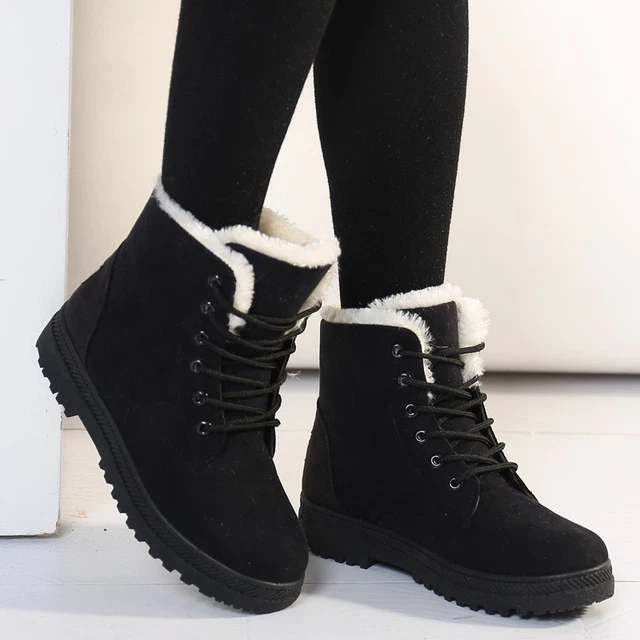 Ladies Winter Fur Warm Snow Boots Ladies Warm Ankle Boots Wool Ankle Boots Comfortable Shoes XL 40-43
