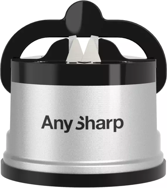 AnySharp Knife Sharpener with PowerGrip, Silver, One Size