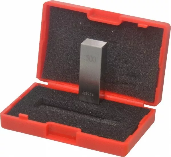 0.5" Rectangular Steel Gage Block Accuracy Grade AS-1, Includes NIST Traceabi...