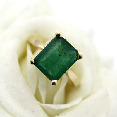 Natural Genuine High quality 3CT Emerald  Classic Ring 14Kt Solid Yellow gold