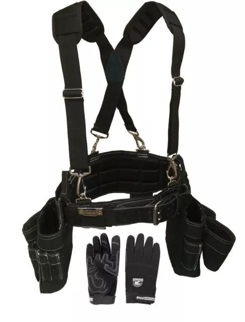 Gatorback Deluxe Carpenter's Package. Tool Belt+Suspenders+Gloves+Magnetic Clip