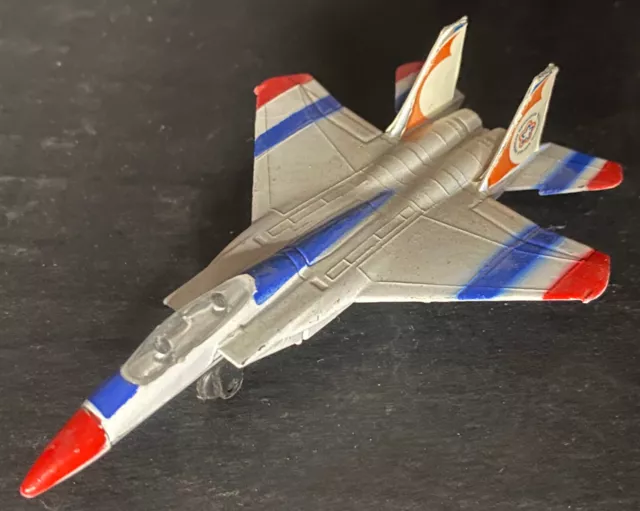 Vintage 1983 F-15 Eagle Jet Fighter Diecast Metal Airplane Red White Blue Zlymex