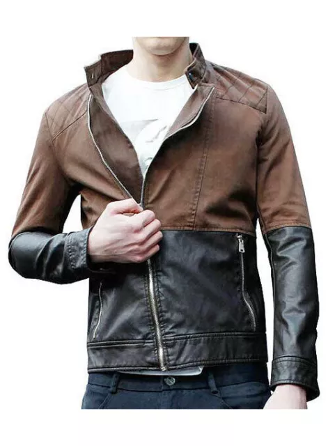 MEN CLASSIC SHEEPSKIN Leather Jacket Bomber Style Genuine Leather Coat ...