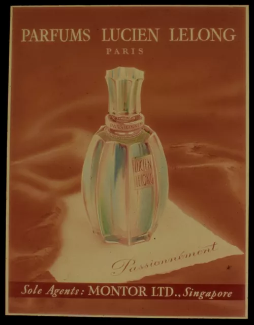 PARFUMS LUCIEN LELONG PASSIONNEMENT CINEMA ADVERT C1940 Magic Lantern Slide