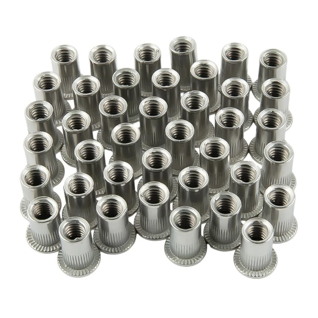 Kit dadi filettati in acciaio inox 1/4" 20 dadi rivetto (40 pz) testa piatta