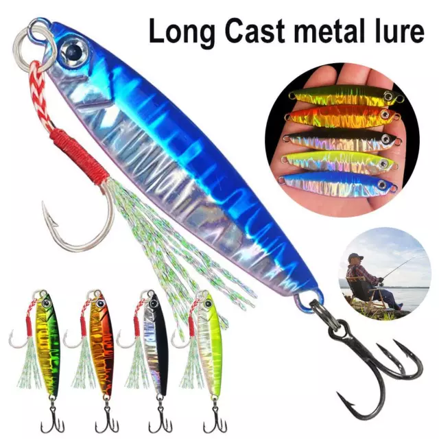 10g Metal Jig Jigging Lure Spoon Bait with Feather Lead 2024 Long Casting C4O3