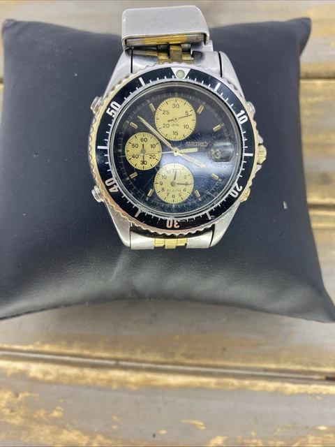 Montre Chronographe Seiko Sports 150 Vintage - Quartz Japon, Fonctionne, Rayures Verre, Occasion