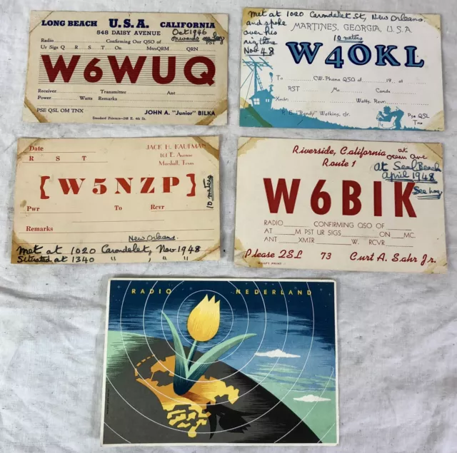 Vintage Qsl Cards Usa Amateur Radio Ham Radio 1940s X 5 2485 Picclick