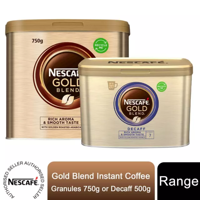 Nescafe Gold Blend Instant Coffee Granules 750g or Decaff 500g