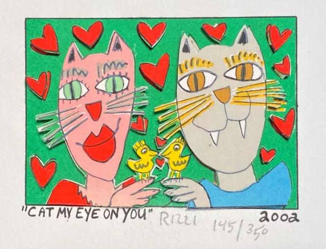 James Rizzi: original 3D CAT MY EYE ON YOU, 2002 handsigniert 145/350 vergriffen
