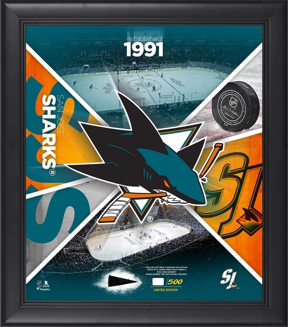 San Jose Sharks Framed 15x17 Team Collage w/a Piece of GU Puck