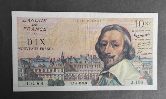 France - Billet de 10 NF Richelieu du 04/08/1960 Q.108 ref F.57/09