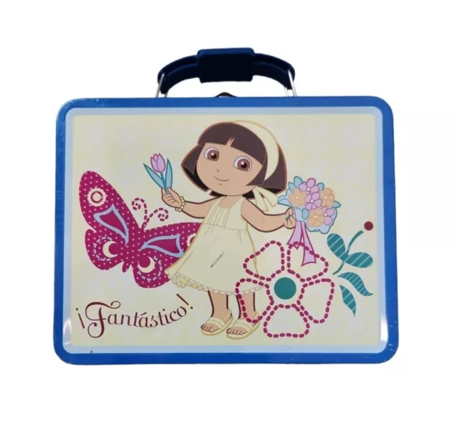 Vintage 2008 Dora the Explorer Fantastico Blue Yellow Butterfly Metal Lunch Box