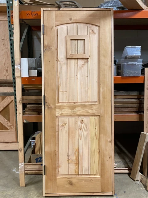 2~Rustic reclaimed solid old growth lumber Doug Fir wine room door pre hung