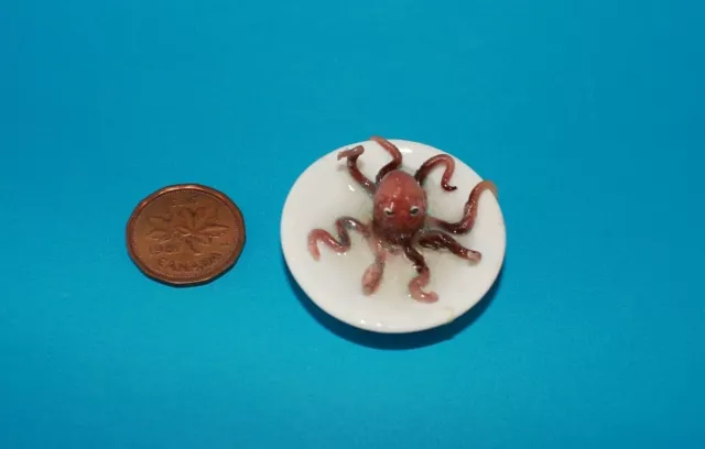Original OOAK Mini Dollhouse Octopus on Porcelain Plate N Woolmer #2