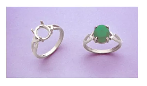 8x6-18x13mm Oval Cab Vee-Shank Sterling Silver Pre-Notched Ring Setting Size 5-8