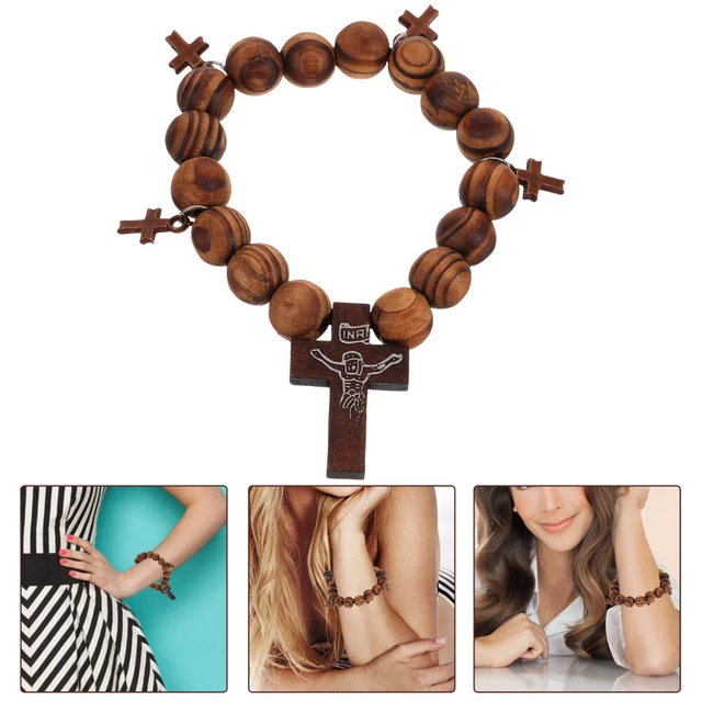 Cross Bracelet Elastic Bead Bracelet Cross Beads Bracelet Beaded Cross Bracelet