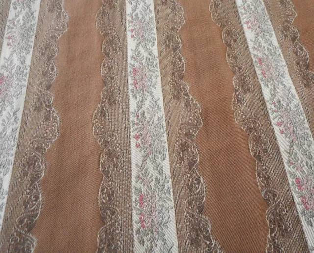 Vintage Belgium Printed French Style Floral Garland Jacquard Fabric ~ Brown 3