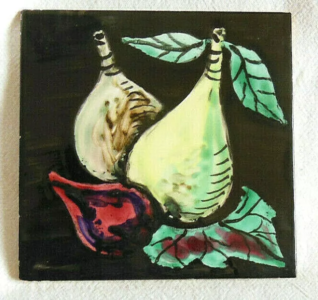 Carreau faïence LA FERTE GAUCHER 15 x15 x0.5 cm Fruits Poire Figue no Vallauris