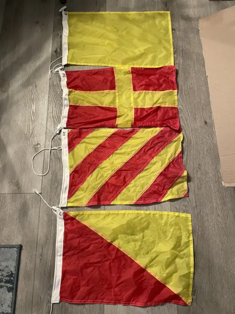 Lot 4 Ship Boat Flags Yellow & Red